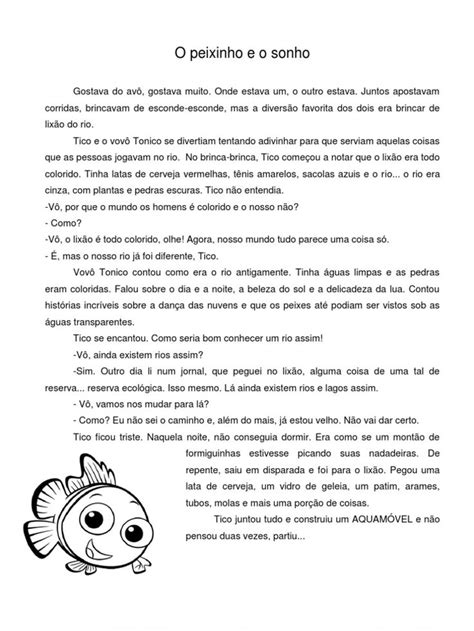 Resultado De Imagem Para Texto Com Interpretação O Peixinho E O Sonho