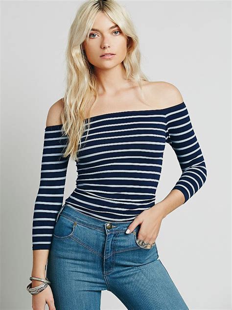 Intimately Off The Shoulder Striped Seamless Top At Free People