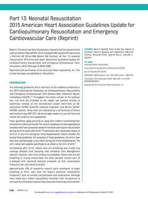 Neonatal Resuscitation Guide Lines American Heart Association Part 13