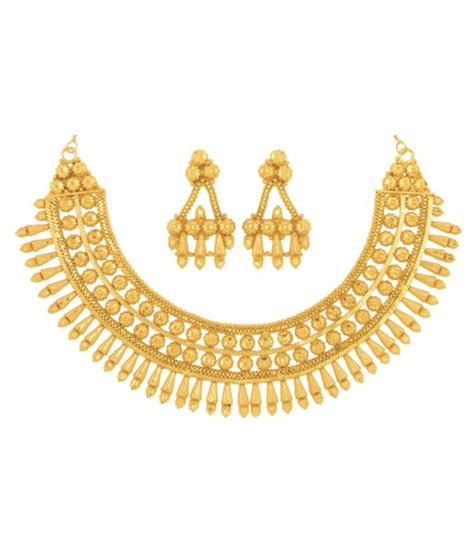 Show your wedding party how much they mean to you with a beautiful bridesmaid gift , groomsman gift , or our collection of used engagement rings and other previously owned jewelry is a great way to get. Anjali Jewellers Golden Traditional Necklace Set - Buy ...