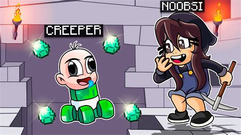 Bebe Noob Juega Minecraft Pero Es Un Bebe Creeper 😇🧨 Bebe Noob Se Convierte En Creeper En