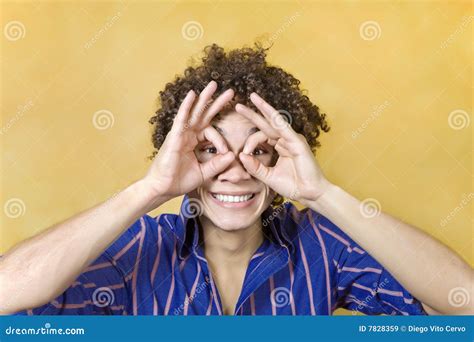Man Smiling With Hand Over Eyes Stock Image Image Of Hand Facial