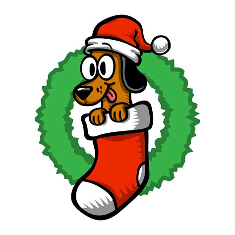 Cartoon Dog Santa Hat Christmas Stocking 552755 Vector Art At Vecteezy