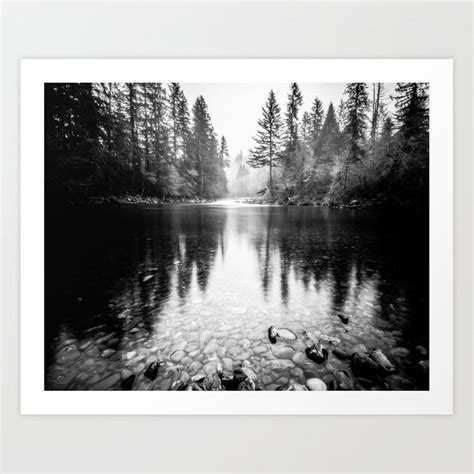Forest Reflection Lake Black And White Nature
