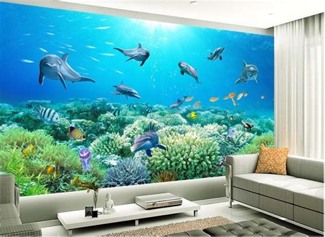 Buy Custom 3d Mural Wallpaper Ocean Beach Papel De