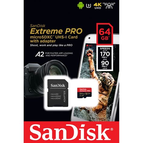 Note that all the capacities are likely to be much less than stated when they are formatted. Sandisk Extreme Pro Micro SD Card 64GB SDHC 170mb/s ...