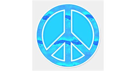 Icy Blue Peace Classic Round Sticker Zazzle