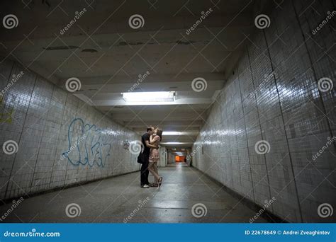 Kissing Couple In A Subway Stock Image Image Of Attractive 22678649