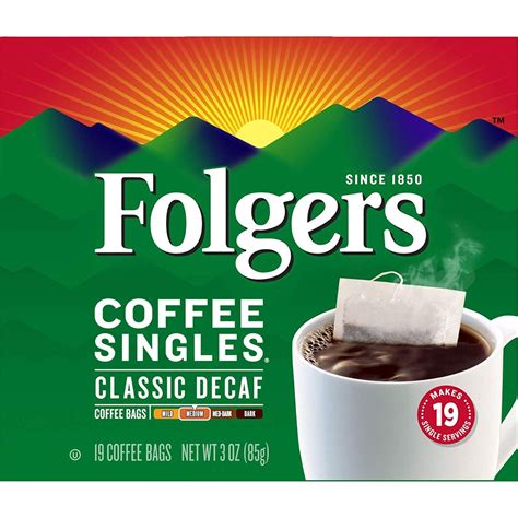 Folgers Coffee Singles Classic Decaf Medium Roast Coffee 19 Single Serve Coffee Bags Walmart