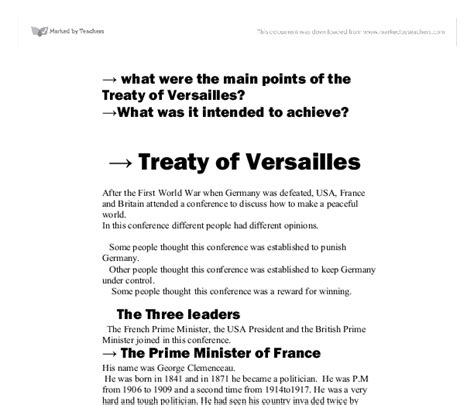 What Were The Main Points Of The Treaty Of Versailles