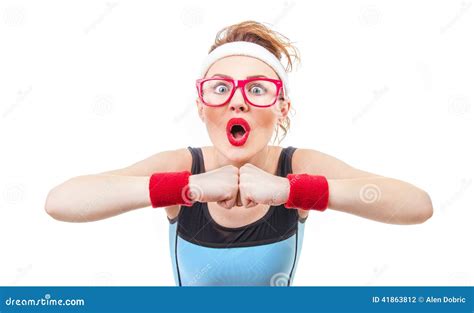 Surprised Funny Fitness Woman Ready For Gym Stock Photo Image 41863812