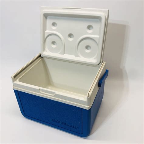 Vtg Blue Coleman Personal Mini Cooler Lunch Box Flip Slide Lid 6 Pack