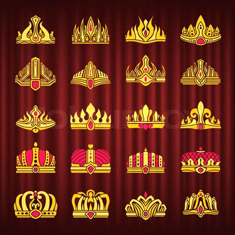 Crown Monarch Power Symbol Monarchy Set Stock Vector Colourbox