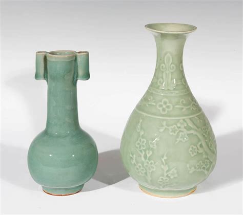 Sold Price Pair Of Celadon Vases China Pp Twentieth Century