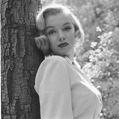 hollywood 1950 marylin monroe leaning against a tree for a photo shoot marilyn monroe