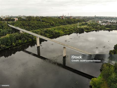 Aerial View Of Three Virgin Bridge In Kaunas Lithuania Stock Photo