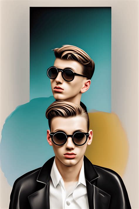 Stylish Shaven Young Man In Circular Sunglasses · Creative Fabrica