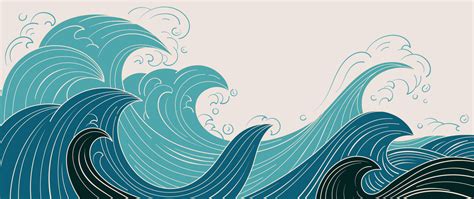 Traditional Japanese Wave Pattern Vector Luxury Hand Drawn Oriental