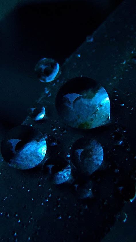 Macro Water Drops Dark Blue Grass Iphone Wallpapers Free Download