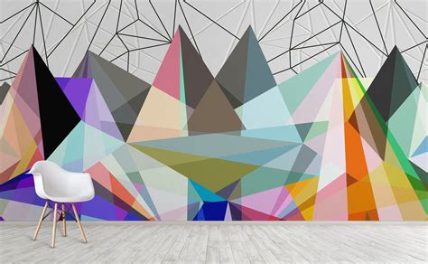 Abstract Multicolored Triangles Wall Mural Color Flash