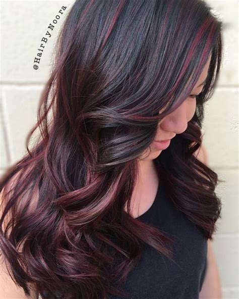 Burgundy Balayage For Dark Brown Hair Hair Highlights Dark Hair