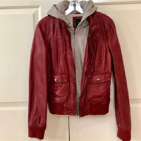 Obey Red Leather Jacket Right Jackets Leather Jacket With Hood