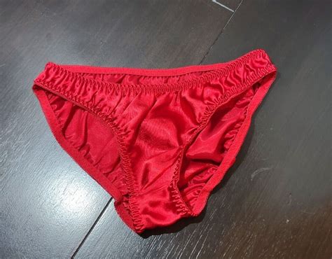 satin red bikini panties rare shiny shimmery delicate… gem