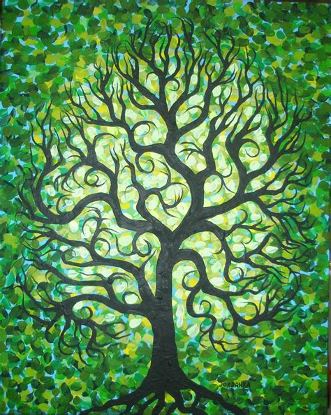 Abstract Green Tree Original Art Textured Original Acrylic
