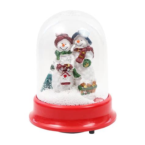Elegantoss Christmas Lighted Rotating Music Box Snow Globe With Snowman
