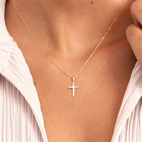 Classic Crucifix Cross Necklace In 14k Gold Birthday Gifts Jewelry For