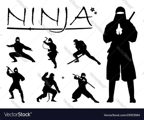 Ninja Silhouette Set Royalty Free Vector Image