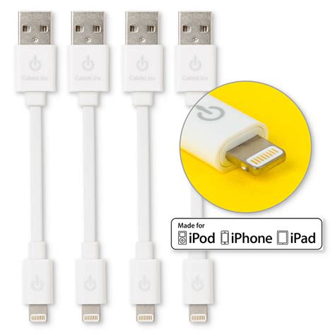 Cablelinx 4″ Pack Of 4 Apple Certified Mfi Lightning To Usb A Flat Cab