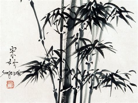 Somyo Ueki Ink Drawing ‘bamboo Japanese Painting Ink Drawing