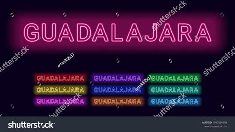 Neon Name Of Guadalajara City Vector Royalty Free Stock Vector