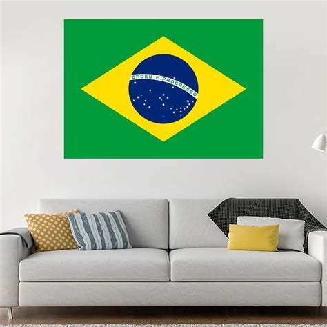 Large Brazil Flag Art Brazilian Flag Print Sticker Country Etsy