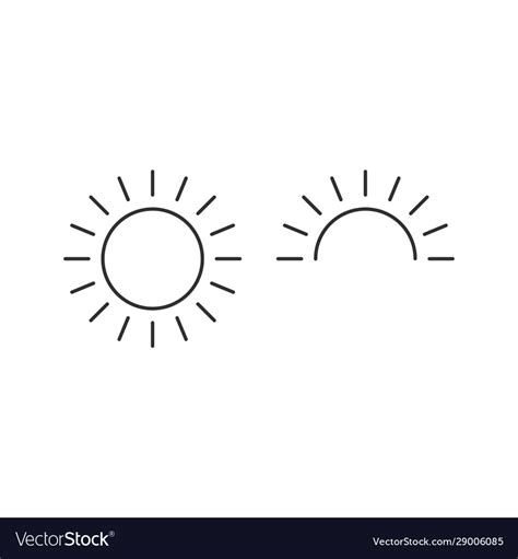 Sun And Half For Sunrise Line Icon Outline Vector Image