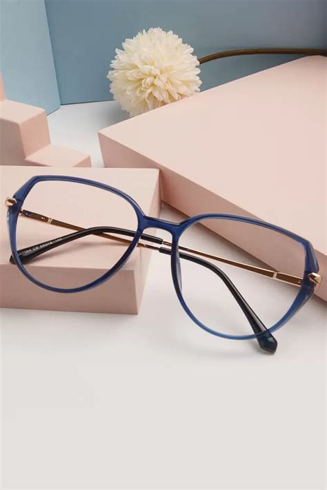 87064 oval blue eyeglasses frames leoptique