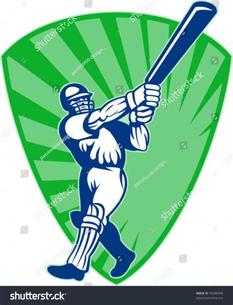 Vector Illustration Cricket Batsman Batting Front Stock Vector 70288348