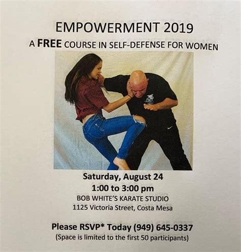 Empowerment Womens Self Defense Course August 24th 1 3pm Kelloggs American Kenpo Karate