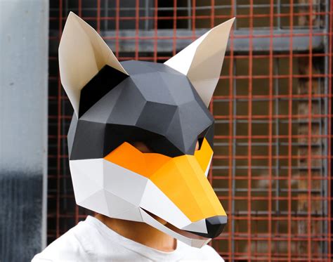 Fox Mask Instant Pdf Download Printable Template Papercraft Etsy