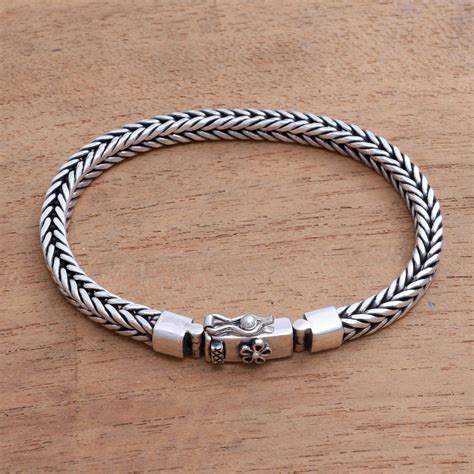 Unicef Market Sterling Silver Naga Chain Bracelet Crafted In Bali