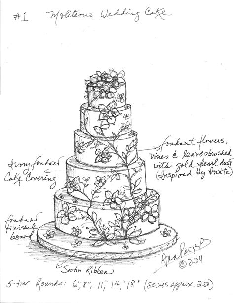 Custom Wedding Cake Sketch For Jennifer And Murats Cake Ana Parzych
