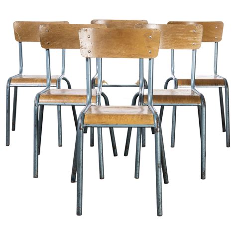 1950s Vintage Stacking School Chairs Aqua Model 5101 Set Of Twenty