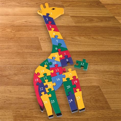 Colorful 26-Piece Giraffe Number Puzzle | Collections Etc.