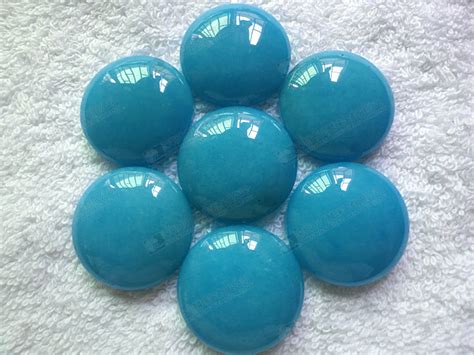 28mm Natural Jade Dyed Blue Round Cabochon