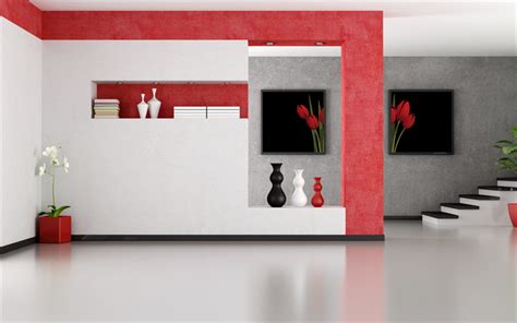 Download Wallpapers Hallway Red Room 4k Modern Apartment Modern