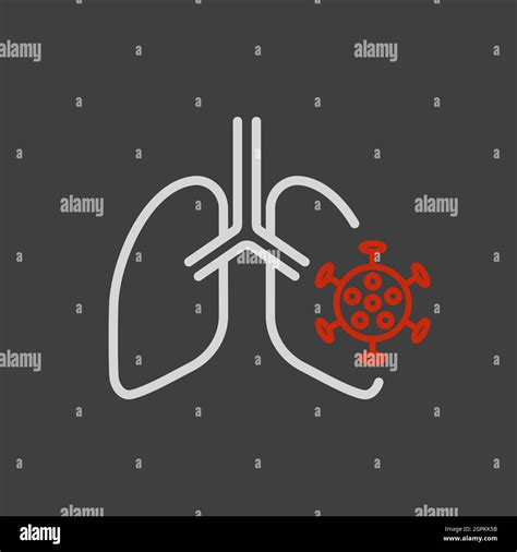 Human Lungs Infected By Virus And Bacteria Icon Stock Vector Image