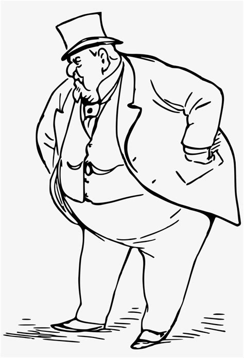 Big Image - Fat Man Line Drawing - Free Transparent PNG Download - PNGkey