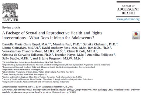 A Package Of Sexual And Reproductive Health And Rights Interventions And What Does It Mean For