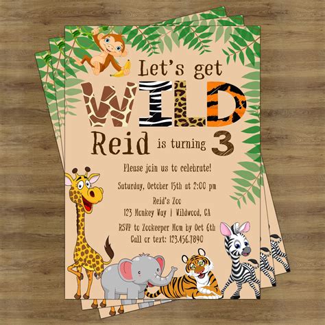 Safari Birthday Invitation; Jungle Birthday Invitation; Zoo Birthday Invitation; Zoo Invitation ...